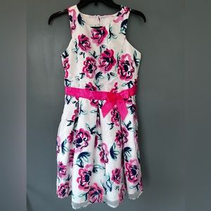Zunie Girls 👧 size 14 White w/pink flowers Easter/formal/pageant dress